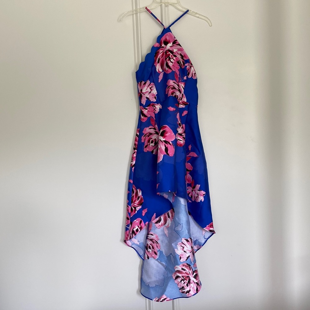 Blue and pink floral dress